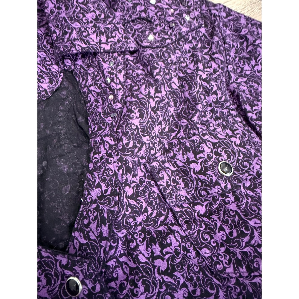 Rock 47 by Wrangler Womens Purple Filigree Western Snap Shirt Rhinestone Small - Picture 5 of 8